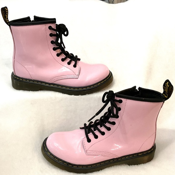 Dr Martens Pink Girls Platform Lace up Combat Grunge Booties Sz 3 - Picture 3 of 16